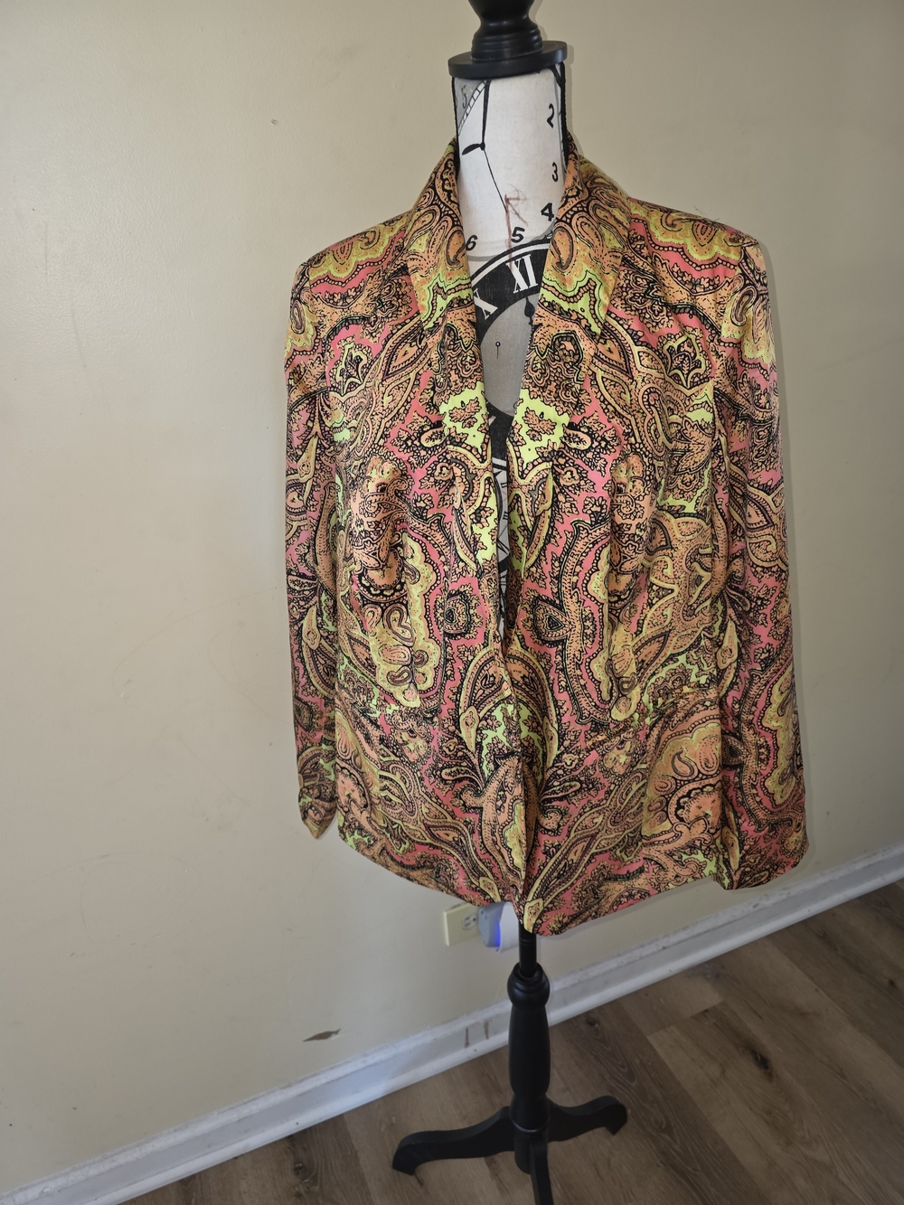 INC International Concepts Neon Paisley Open-Front Blazer in Pink, Yellow, Green